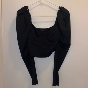 ZARA black long sleeve crop top S
